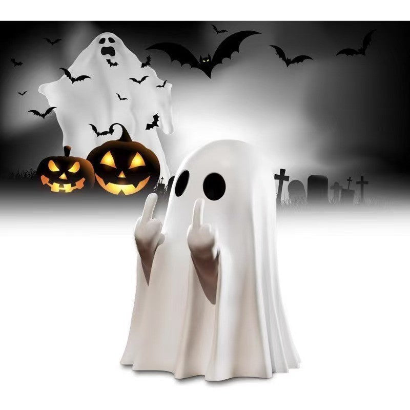 Figure Middle Finger Cute Ghost Statue Figure Small Scary Ghost Statue Halloween Home Figure Decoration Table Decoration Shelf
