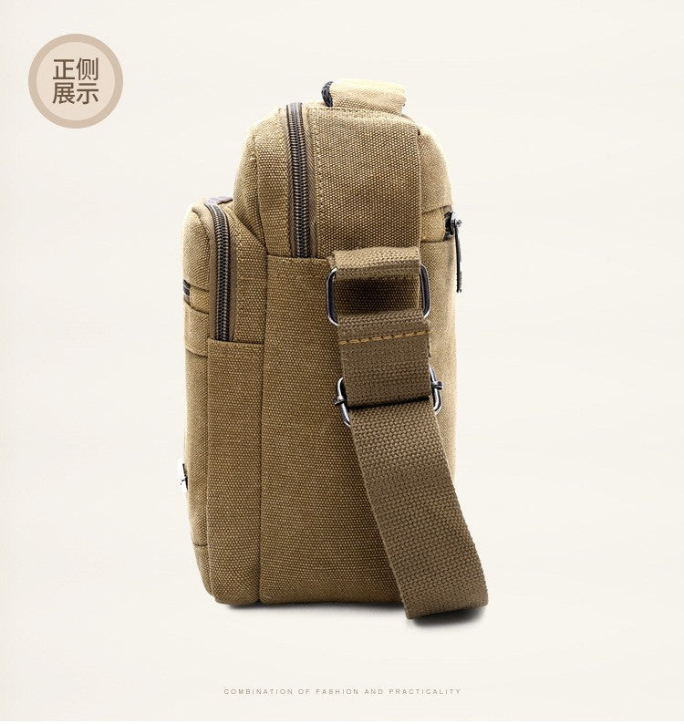 Canvas Shoulder Bag Men's New Korean Style Canvas Messenger Bag Outdoor Leisure Travel Portable Shoulder Bag Purse Handbag