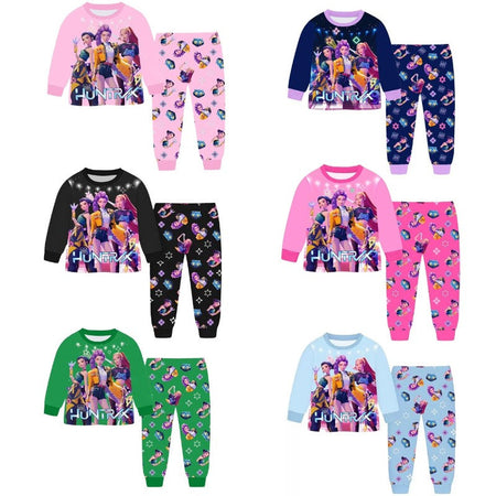 KPop Demon Hunters Movie Peripheral Pajama Set Kawaii Long Sleeve Long Pants Anime Costume Children's Toy Christmas Gift