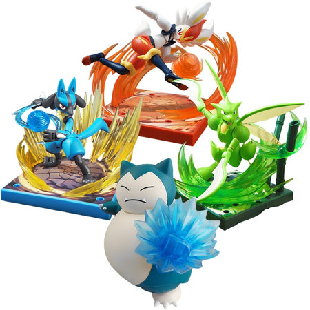Original Blokees Pokemon Adventure Prologue Snorlax Cinderace Scyther Lucario Action Figure Model Assembling Toys Birthday Gifts