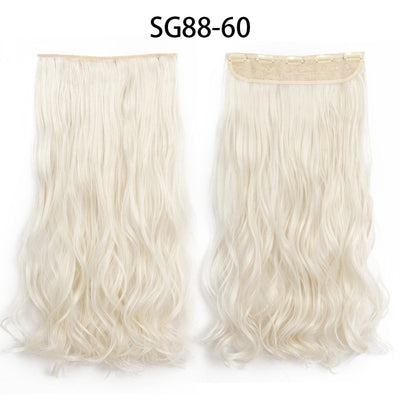 Synthetic Long Straight 5 Clip In Hair Extensions 22’‘ High Resistant Temperature Fiber Black Brown Blonde Hairpiece