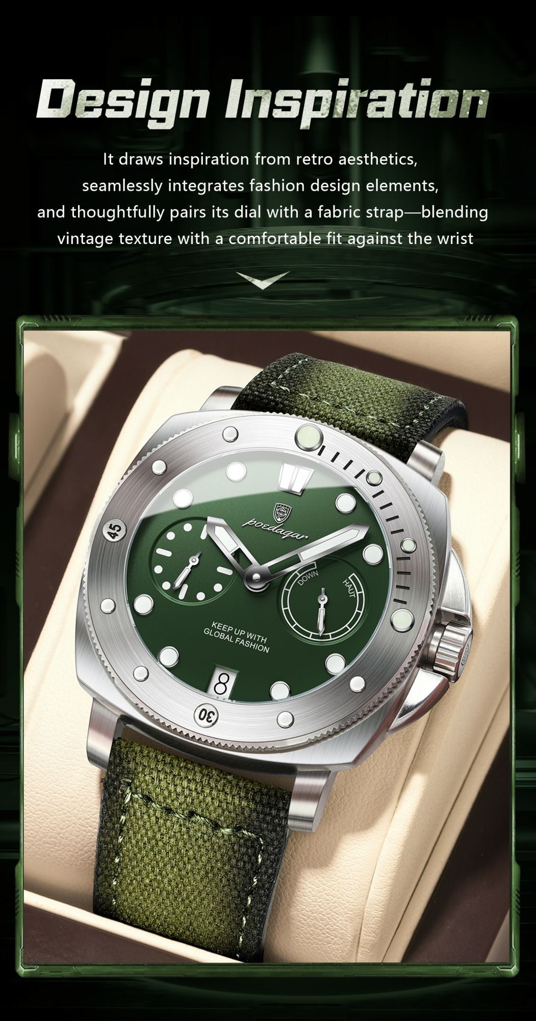 POEDAGAR High Quality Military Watch For Man Waterproof Luminous Date Fashion Men Clock Nylon Leather Quartz Men's Watches Reloj