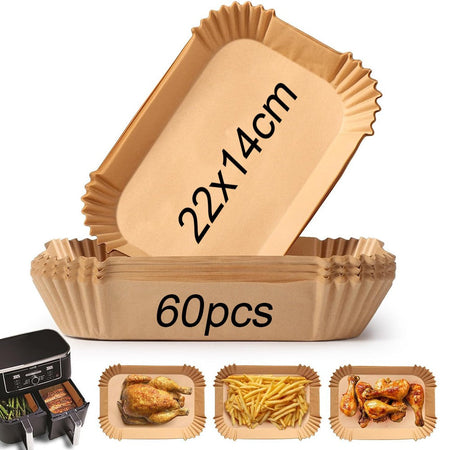 Air Fryer Paper for Dual Zone,100pz 22x14 cm,Disposable Non-stick Paper Air Fryer for Cecotec/Masterpro/Ninja AF300EU/AF400EU