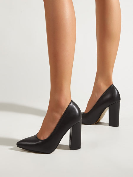 Women's New High Heel Shoes, Thick Heels, Pointed Toes, Shallow Mouth, Fashionable, Simple, Sexy, Commuting and Career