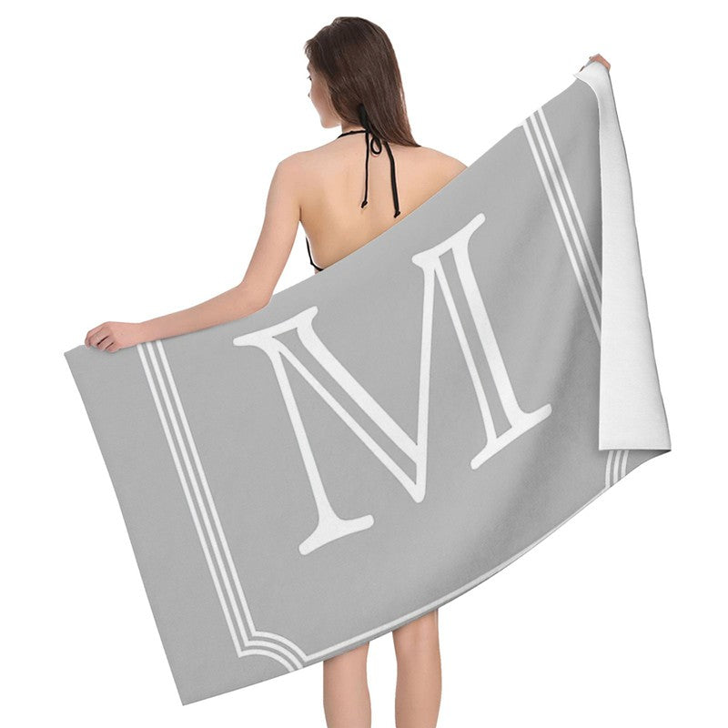 Home bath towels for the body towels bathroom letters and flower quick drying microfiber beach towel man and women large sports