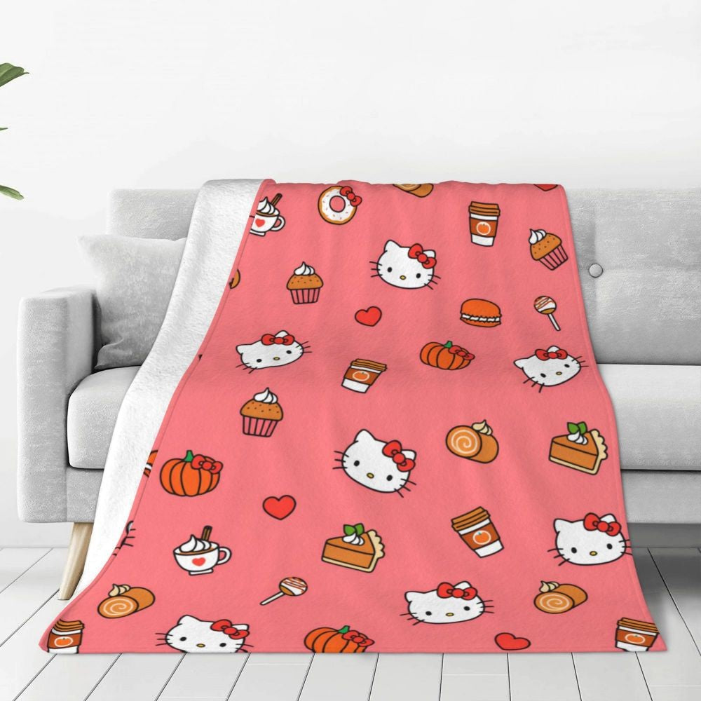 Christmas Hello Kitty Blankets Quality Warm Throw Blanket Winter Travel Office Couch Bed Graphic Bedspread
