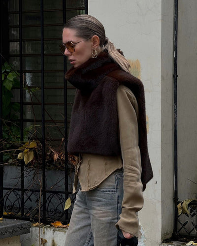 Winter Women Warm Faux Fur Coats Fashion Browns Long Sleeve Stand Collar Short Jackets 2025 Lady High Street Commute Outerwear