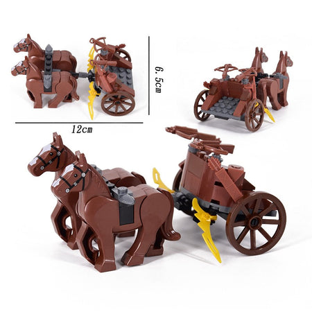 MOC Roman Empire Spartan Army Medieval Soldier Chariot Building Block Bricks Ancient Military War Helmet Toys For Children