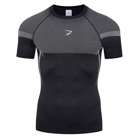 Men's Gym Compression Running Shirt Tight Short Sleeve Sports T-Shirt Fitness Training Workout Breathable Homme Athletic Shirt
