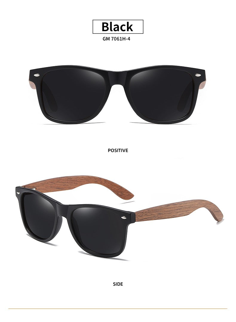 GM Environment-Friendly Retro Walnut Wood Sunglasses UV400 Polarized Bamboo Sunglasses Men's Fashion Trendy Anti Blue Lens 7061h