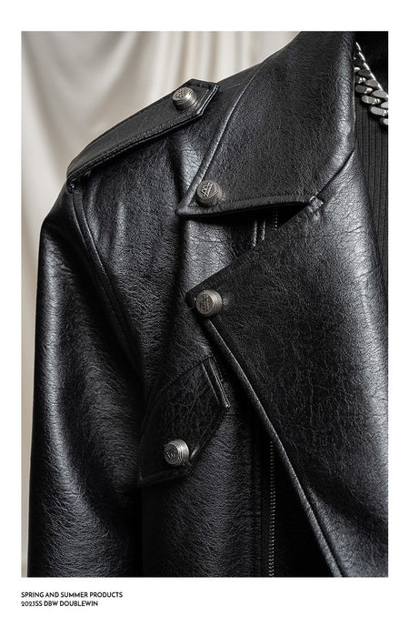 Mauroicardi Spring Autumn Oversized Cool Extra Long Black Pu Leather Trench Coat Men Zipper Loose Luxury European Fashion 2023