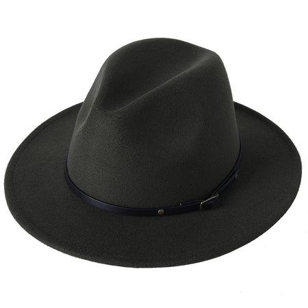 Fedora hat jazz hat men and women classic black leather belt Fedora Panama women autumn and winter Panama hat wholesale