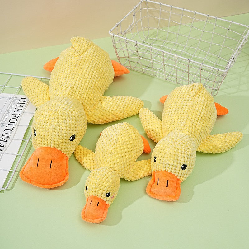 Plush Companion Sleeping Duck Dog Toys for Small Large Dogs Bite Resistant Teeth Grinding Sound Relief Duck Sound Toy
