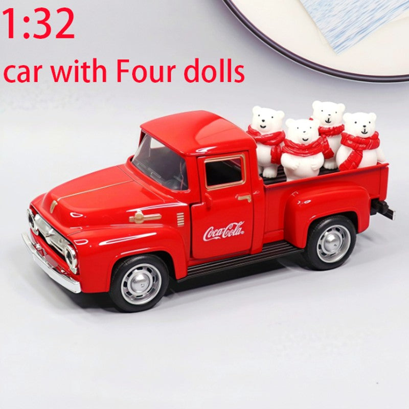 1:32 1955 Classic Chevrolet's Pickup Truck Transporter Alloy Car Model Containing A Basket Of Coke Models New Year Gift For Kids