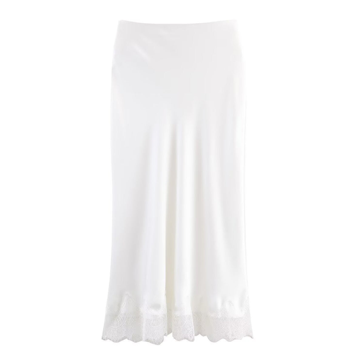 Sexy Satin Half-length Skirt for Women Autumn 2025 Fashionable Trendy Girl Long Skirt A- line Lace Embellished Commute Style