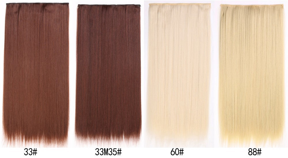 16 Clips in Hair Extensions 24Inchs Long Straight Hairstyle Synthetic Blonde Black Hairpieces Heat Resistant Fake Hair 6Pcs/Set
