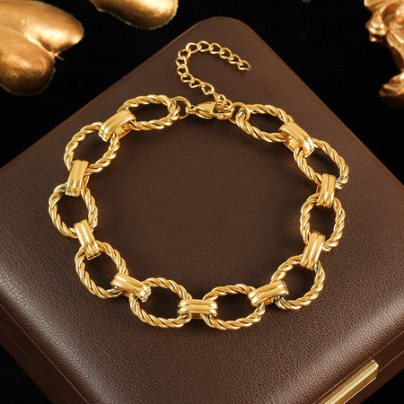 GANEMLY 316L Stainless Steel Metal Chain Necklace Bracelet Set For Women New Punk Collar Chokers Waterproof Jewelry Femme Gift