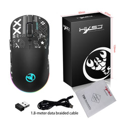 T90 Wireless Bluetooth Mouse RGB (BT1/BT2+ USB) 2.4GHz Rechargeable Silent Bluetooth Wireless Mouse with Type C Adapter