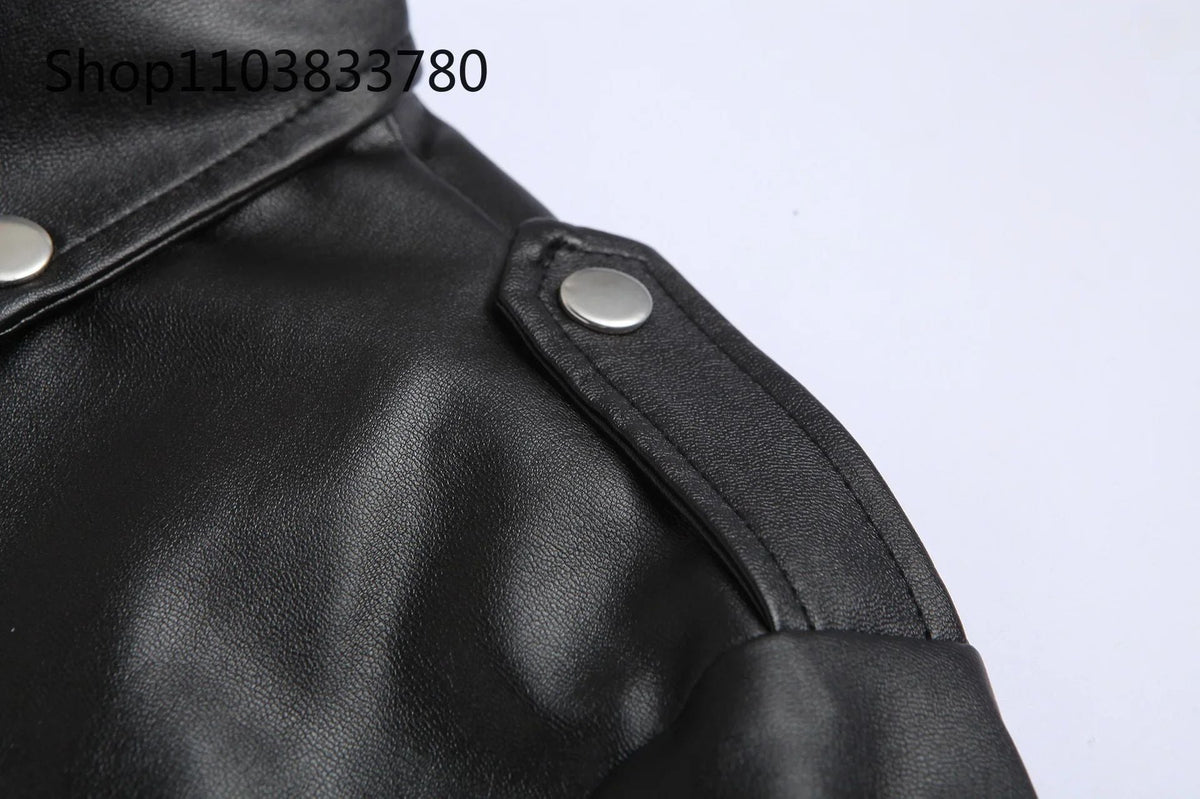 Men PU Leather Jacket Motorcycle Fashion Slim Fit Leather Coat Male Solid Turn-Down Collar Motorcycle Outwear Streetwear 4XL