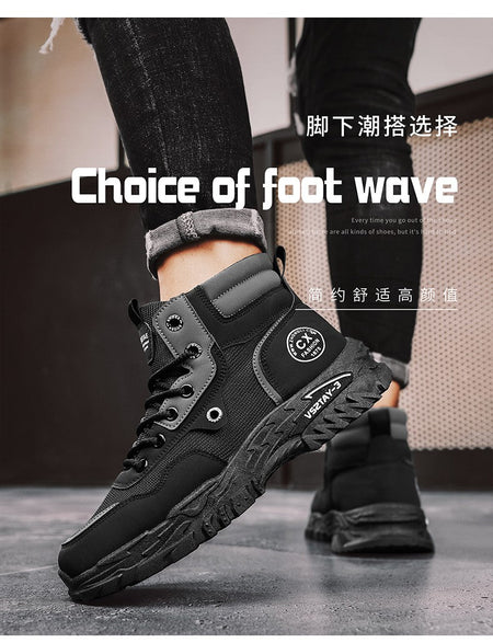 Men's work boots winter lace-up men's shoes warm safety platform size 44 Promotion designer anti-slip fashion
