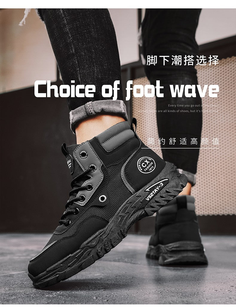 Men's work boots winter lace-up men's shoes warm safety platform size 44 Promotion designer anti-slip fashion