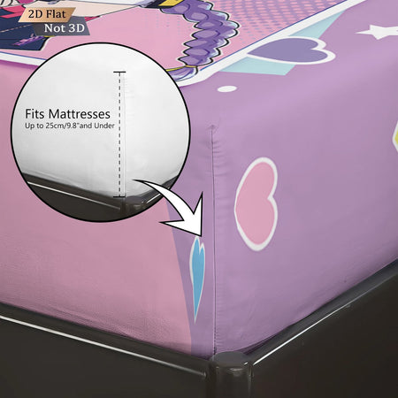3pcs K-Pop Demon Hunters Printed Chipless Bed Sheet Set Multi Size Soft Bed Cover Bedroom Bedding Decoration Machine Washable