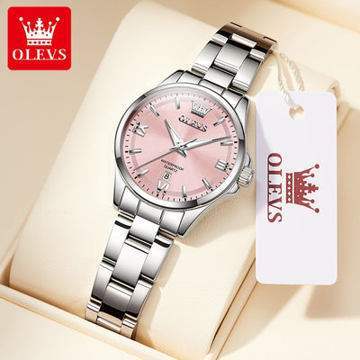 OLEVS 3668 Women Watch Luxury Original Quartz Watch Sword Needle Fashion Roman Automatic Date Calendar Window Women Watch