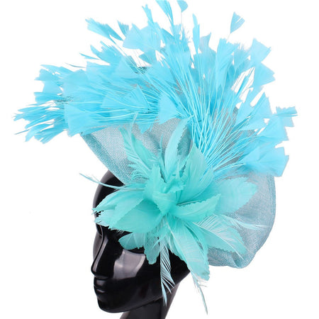 Royal Blue Gorgeous Fascinator Hat With Clips Elegant Women Fancy Feathers Wedding Hats Bridal Hair Accessories Lady Millinery