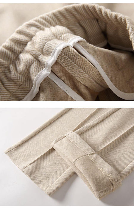 Faionable Thiened Woolen Flared Pants High Waist Casual Trousers for Women Autumn Winter New Sle Slimming Wide Leg Pants