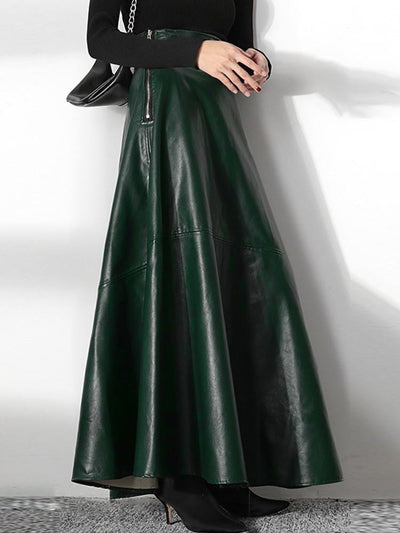 ZANZEA Women's PU Leather Maxi Skirt 2023 Spring Elegant OL Long Saias Fashion Solid Mujer Faldas Casual High Waist Zipper Jupe