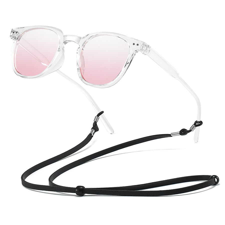 Fashion Small round Sunglasses Gradient Pink Lenses Classic Unisex Powder Blusher with Metal Nail Decoration for Women And Men