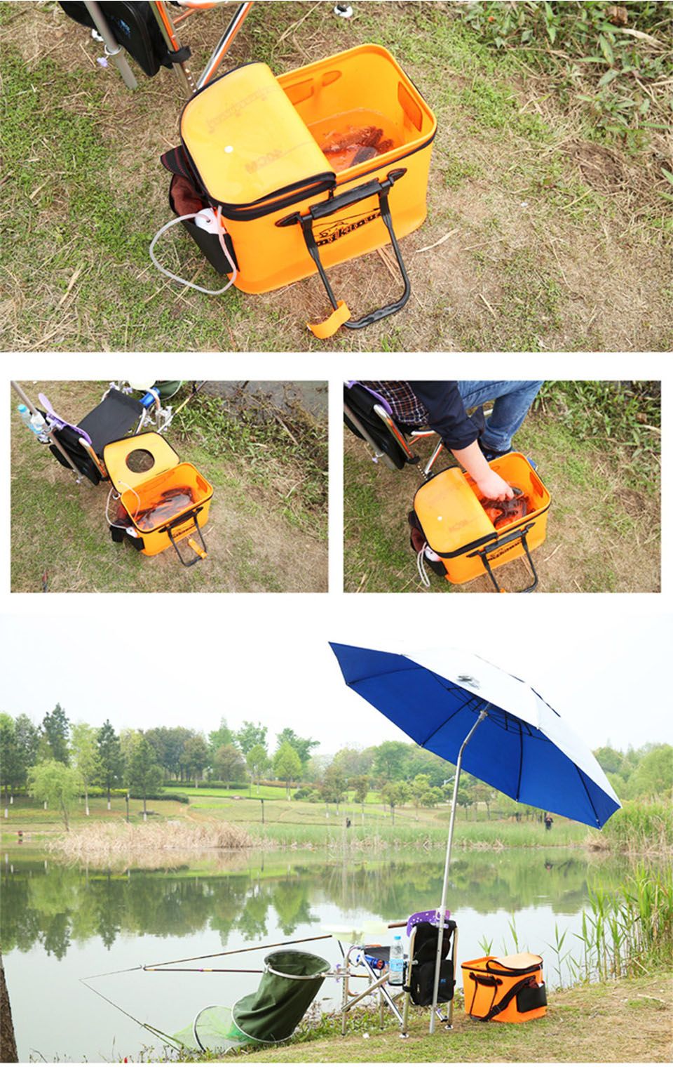 WALK FISH Thicken Fishing Bag Folding EVA Fishing Bucket Portable Live Fish Box Storage Outdoor Waterproof Camping Hiking Bag