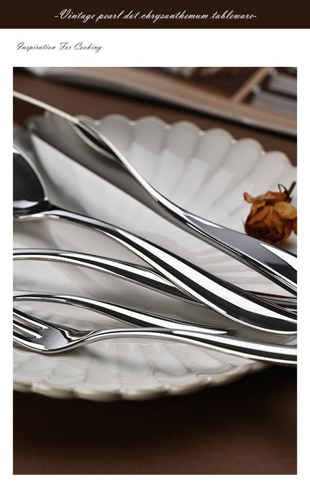 5Pcs 304 stainless steel tableware set steak knife fork cutlery set restaurant kitchen Home commercial high-end dinnerware