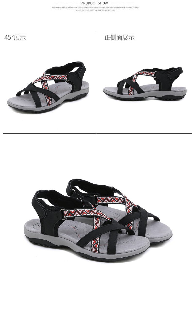 Comfortable Wear-Resistant Flat Shoes New Versatile Fashionable Women's Light And Comfortable Sandals Breathable Ethnic Style