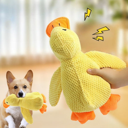 Plush Companion Sleeping Duck Dog Toys for Small Large Dogs Bite Resistant Teeth Grinding Sound Relief Duck Sound Toy