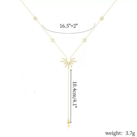 Stainless Steel Y-Shaped Pendant Necklace for Women Girls Elegant Fashion Cubic Zirconia Long Tassel Dangle Choker Jewelry Gifts