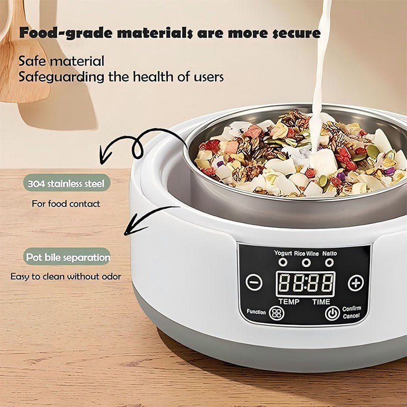 Automatic Yogurt Maker Constant Temperature Household Natto Maker Low Noise Multi-Function Yogurt Machine for Home Kitchen 1.2L