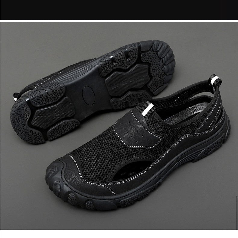 Outdoor Trendy Sandals Summer Mesh Hollow Casual Outerwear Shoes Men's Breathable Sports Shoes Beach Sandals New