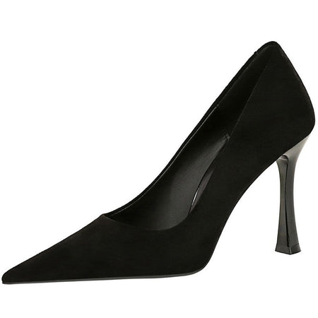 Autumn Simple Elegant 10cm 7cm High Heels Stiletto Womens Shoes Pointed Black Etiquette Professional Single Shoes Wedding Shoes