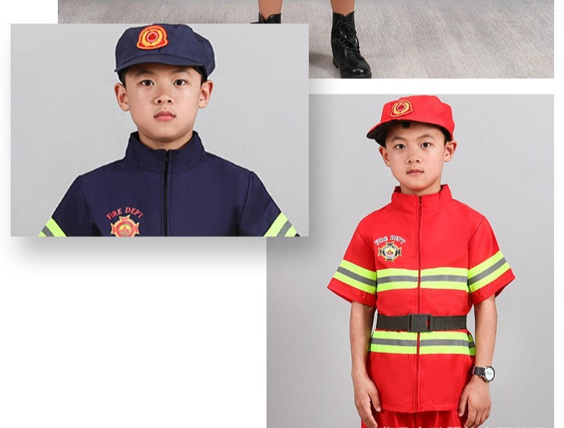 Children's Firefighter Performance Costume Kids Sets Boys and Girls Cosplay Fireman Clothes Festival Stage Show Clothes