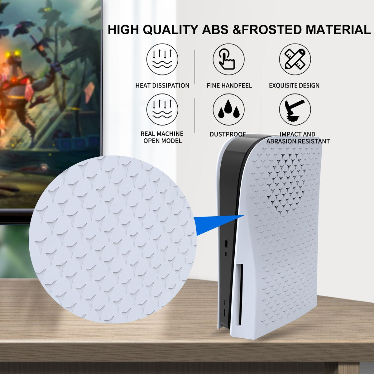 HONCAM PS5 Faceplate Premium ABS Cover Shell Disc & Digital Console Cover Plates, Anti-Dust Protective Shell Covers for PS5White