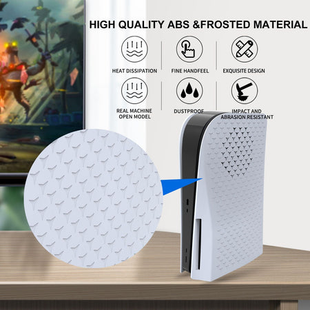 HONCAM PS5 Faceplate Premium ABS Cover Shell Disc & Digital Console Cover Plates, Anti-Dust Protective Shell Covers for PS5White