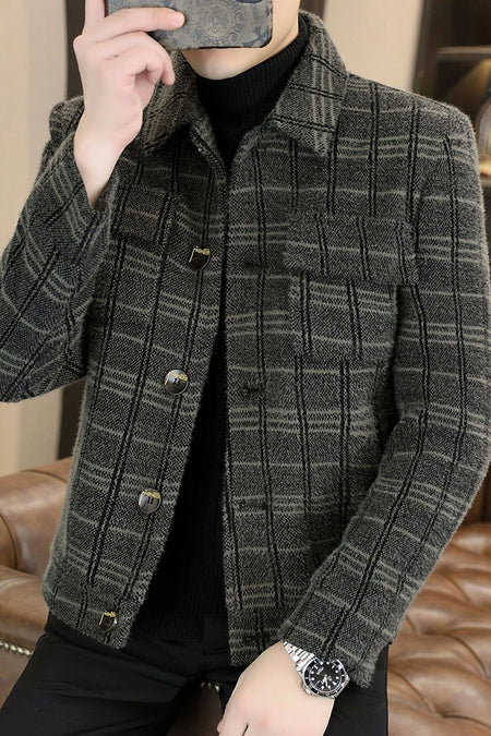2023 Winter Plaid Woolen Jackets Men Fashion Slim Fit Thickened and Warm Trench Coat Casual Business Streetwear Overcoat M-4XL