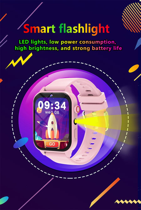 2025 New Children Smart Watch Alarm Clock LED Flashlight Waterproof Kid Watches HD Camera Take Photo Puzzle Game Smartwatch Girl