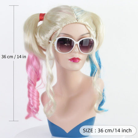 Movie Character Harley Quinn cosplay High Quality Synthetic Wig April Fool's Day Halloween Christmas