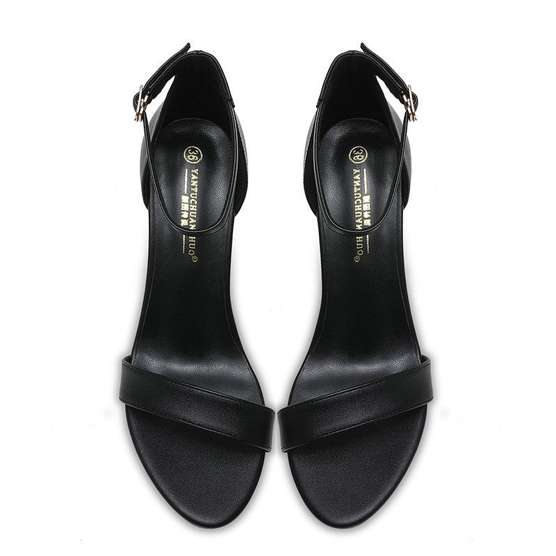 Summer Women's Sandals Solid Color Simple Fashion Buckle Comfortable Casual Sandals Shoes Sexy Elegant Banquet Party High Heels