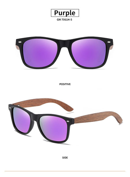 GM Environment-Friendly Retro Walnut Wood Sunglasses UV400 Polarized Bamboo Sunglasses Men's Fashion Trendy Anti Blue Lens 7061h