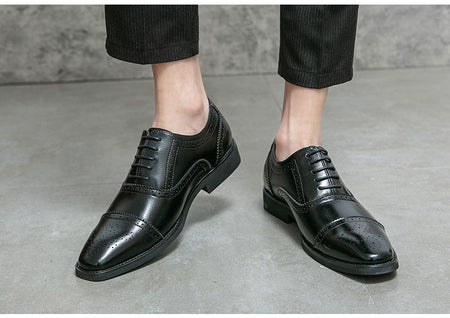 Men Oxfords Brogue Shoes Fashion Breathable Split Leather 38-48 Size Boys Black Soft Outdoor Casual Autumn Mules Dress Flats