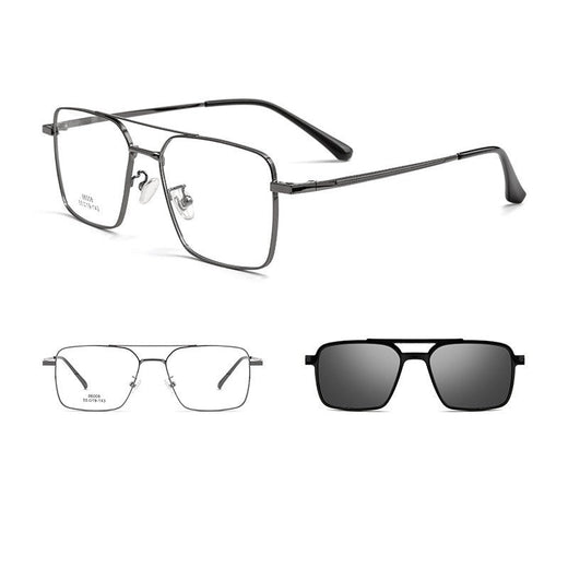 Men Classic Polarized Clip On Sunglasses Pilot Double Beam Titanium Alloy Glasses Frame Optical Retro Sunshades Eyewear