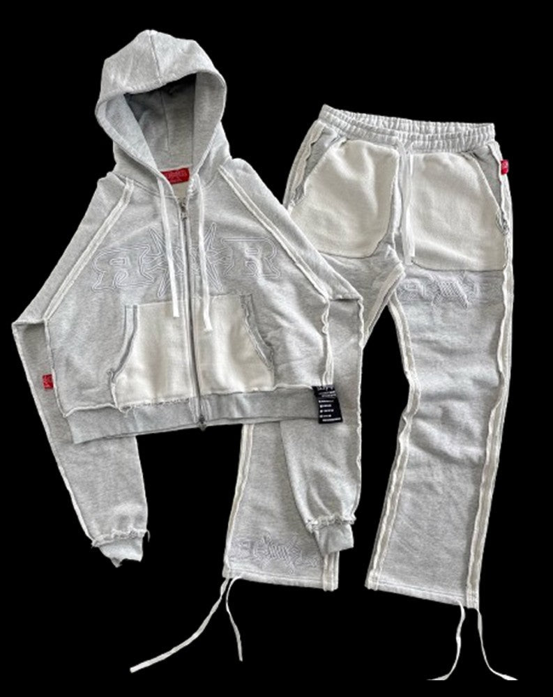 American Retro Sakura Hoodie Sweatpants Two Piece Set Y2K Mens and Womens Sportswear Fashion Casual Pullover Casual Pants Set